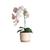 Planta Arranjo Artificial Orquídea Realista Vaso Cerâmica Branco com rosa