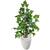 Planta Artificial Figueira Verde Hera com Vaso Decoração Grafiato Branco