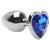 Plug Anal Grande em Metal Cromado Com Coração em Brilhante 9,5x4cm Azul