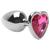 Plug Anal Grande em Metal Cromado Com Coração em Brilhante 9,5x4cm Rosa