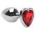 Plug Anal Grande em Metal Cromado Com Coração em Brilhante 9,5x4cm Vermelho