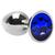 Plug Anal Pequeno em Metal Cromado com Pedra Brilhante Azul