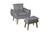 Poltrona/Cadeira Decorativa E Puff Glamour Opala Cinza Com Pés Quadrado Cinza