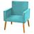 Poltrona Cadeira Para Sala de Estar Quarto Decorativa Confortável Nina Pés Madeira Pálito Sem Rodapé Suede em Diversas Cores Azul Tiffany