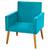 Poltrona Cadeira Para Sala de Estar Quarto Decorativa Confortável Nina Pés Madeira Pálito Sem Rodapé Suede em Diversas Cores Azul Turquesa