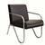 Poltrona Cadeira Premium em material sintético Curvin Braços Cromado Luxo Sala Espera Recepção material sintético Ps Ac Marrom