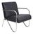 Poltrona Cadeira Premium em material sintético Curvin Braços Cromado Luxo Sala Espera Recepção material sintético Ps Ac Preto