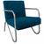 Poltrona Cadeira Premium em Suede Tecido Braços Cromado Luxo Sala Espera Recepção Ps Azul Marinho