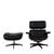 Poltrona Charles Eames com Puff em Couro Natural Preto