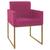 Poltrona Decorativa Bellinha Base de Ferro Dourado Suede - Amarena Móveis Pink