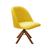 Poltrona Decorativa Gaia Cadeira Pé Giratório Madeira Sala, Escritório Veludo Amarelo 090