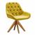Poltrona Decorativa Lua Botonê Cadeira Giratória Madeira Veludo Amarelo 090