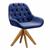 Poltrona Decorativa Lua Botonê Cadeira Giratória Madeira Suede Azul Marinho 210