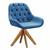 Poltrona Decorativa Lua Botonê Cadeira Giratória Madeira Veludo Azul 240