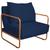 Poltrona Decorativa Sevilha Base de Ferro Bronze Suede Azul Marinho