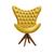 Poltrona Egg Alice com Strass Base Giratória de Madeira Decoração, Escritório, Recepção - Tecido Veludo  Veludo Amarelo 090