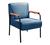 Poltrona Jade Cadeira Braço Metal Moderna Decoração Sala, Recepção Linho Azul 330