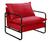 Poltrona Moderna Diva Industrial Base Metal Decoração Sala, Recepção, Sacada Suede Vermelho 100