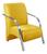 Poltrona Sevilha Cadeira Braço Alumínio Decoração Sala Recepção Veludo Amarelo 090