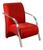 Poltrona Sevilha Cadeira Braço Alumínio Decoração Sala Recepção Suede Vermelho 100