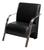 Poltrona Sevilha Cadeira Braço Alumínio Decoração Sala Recepção Corino Preto 200