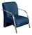 Poltrona Sevilha Cadeira Braço Alumínio Decoração Sala Recepção Linho Azul 330