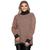 Poncho Feminino de Tricô Mousse Xadrez Gola Alta  Plus Size Nude gola preto