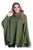 Poncho Feminino Tricot Mousse Liso Gola Alta Casaco Lã Inverno Verde, Militar, Gola botão