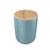 Porta Cotonete e Algodão Potinho Organizador Cerâmica C/ Tampa Bambu Decoração Azul