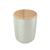 Porta Cotonete e Algodão Potinho Organizador Cerâmica C/ Tampa Bambu Decoração Branco