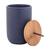 Pote Potiche De Cerâmica Com Tampa de Bambu Decorativo Lyor Azul