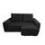 Protetor de Sofá Retrátil Reclinável 2,30 2 Módulos Com Braço Coberto largura total do sofa com os braços preto