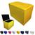 Puff baú retangular organizador e decorativo porta objetos Amarelo Sintético