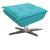 Puff Decorativo Sala de Estar Base Giratória Cromada Opla Suede Azul Tiffany- Ibiza Azul tiffany