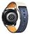 Pulseira 20mm e 22mm Couro Natural para Relógio e Smartwatch Azul-Escuro/Branco 20mm