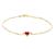 Pulseira Adulto Ouro 18k 0,750 Coração De Zircônia 5mm 20cm Vermelho rubi