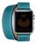 Pulseira Couro Compatível com Apple Watch 44mm Double Tour Duas Voltas Preta Azul