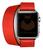 Pulseira Couro Compatível com Apple Watch 44mm Double Tour Duas Voltas Preta Vermelho