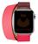 Pulseira Couro Compatível com Apple Watch 44mm Double Tour Duas Voltas Preta Marrom-Rosa