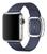 Pulseira Couro Fecho Moderno Compatível com Apple Watch Azul/Prata