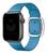 Pulseira Couro Fecho Moderno Compatível com Apple Watch Azul-Cerúleo/Prata