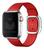 Pulseira Couro Fecho Moderno Compatível com Apple Watch Vermelho/Prata
