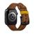 Pulseira Couro Line Rústica Compatível com Apple Watch Marrom-Amarelo