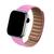 Pulseira Magnética Elos em Couro Compatível Apple Watch e IWO 42mm, 44mm, 45mm e 49mm Rosa