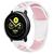 Pulseira Silicone Sport Furadinha Compatível com Galaxy Watch Active 1 E 2 Branco com Rosa Claro