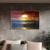  Quadro Decorativo Tela Canvas Paisagem Sunset Beach Com Moldura e Vidro Prata - 120x60 cm Moldura Dourada e Vidro