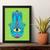 Quadro Esotérico Olho Grego e Hamsa 24x18cm - com vidro Moldura branca