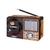 Rádio Portátil Recarregável AM/FM/SD/SW/USB/Bluetooth Com Lanterna  Madeira