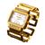 Relógio Bracelete Luxo Cansnow Cubo Aço Inoxidável Fashion Dourado/Branco