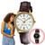 Relógio de Pulso Casio Collection Feminino Redondo Pequeno Analógico Casual Pulseira de Couro Dourado LTP-V005GL LTP-V005GL-7BUDF - Marrom